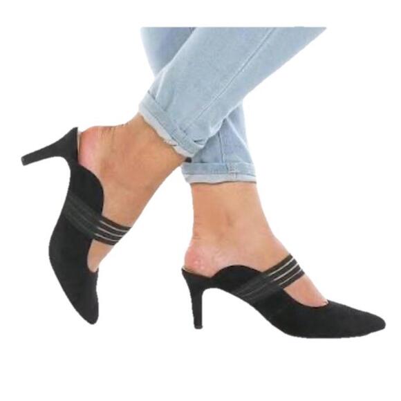 Clarks Illeana Gem Mule Black Mary Jane Heels Size 10 Comfort Elegant Work - Picture 1 of 14
